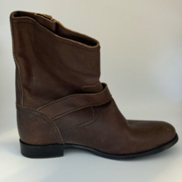 Prada Brown Leather Buckle Moto Boots – Women’s 38.5 (US 8.5) - Picture 9 of 10